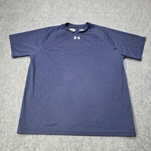 Under Armour Men LG HeatGear T-Shirt Navy Blue Athletic Training Performance Tee